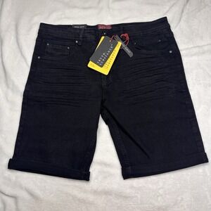 Truth Substance‎ Common Sense Denim Shorts Men's 33" Stretch Slim Fit Black Moto